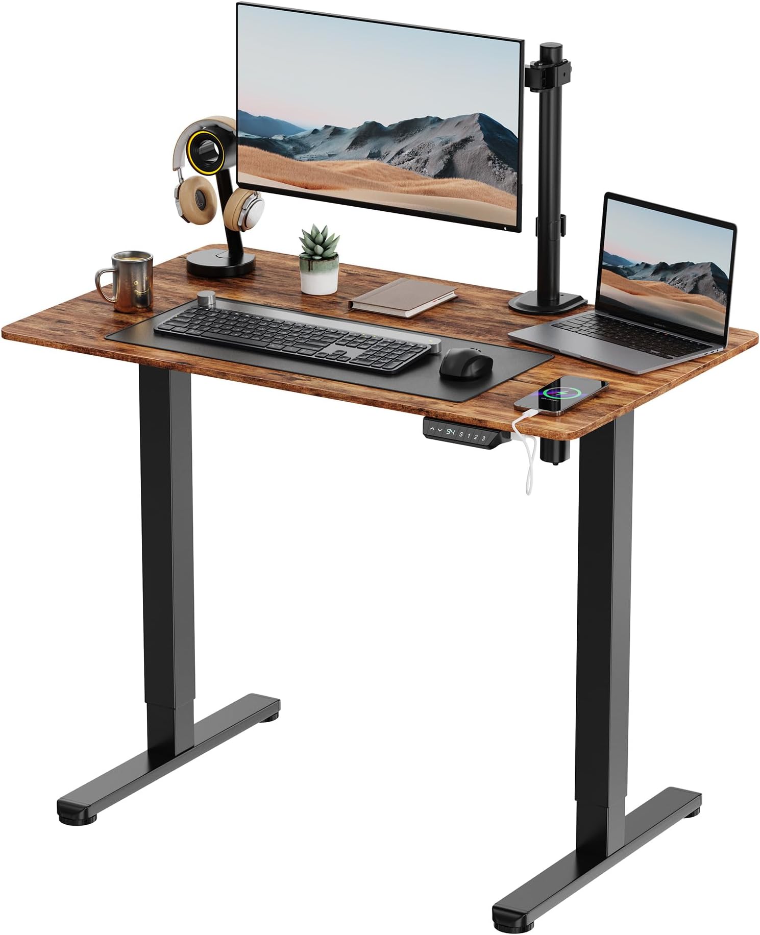 VonHaus Electric Standing Desk, Height Adjustable Sit Stand Desk w/Anti