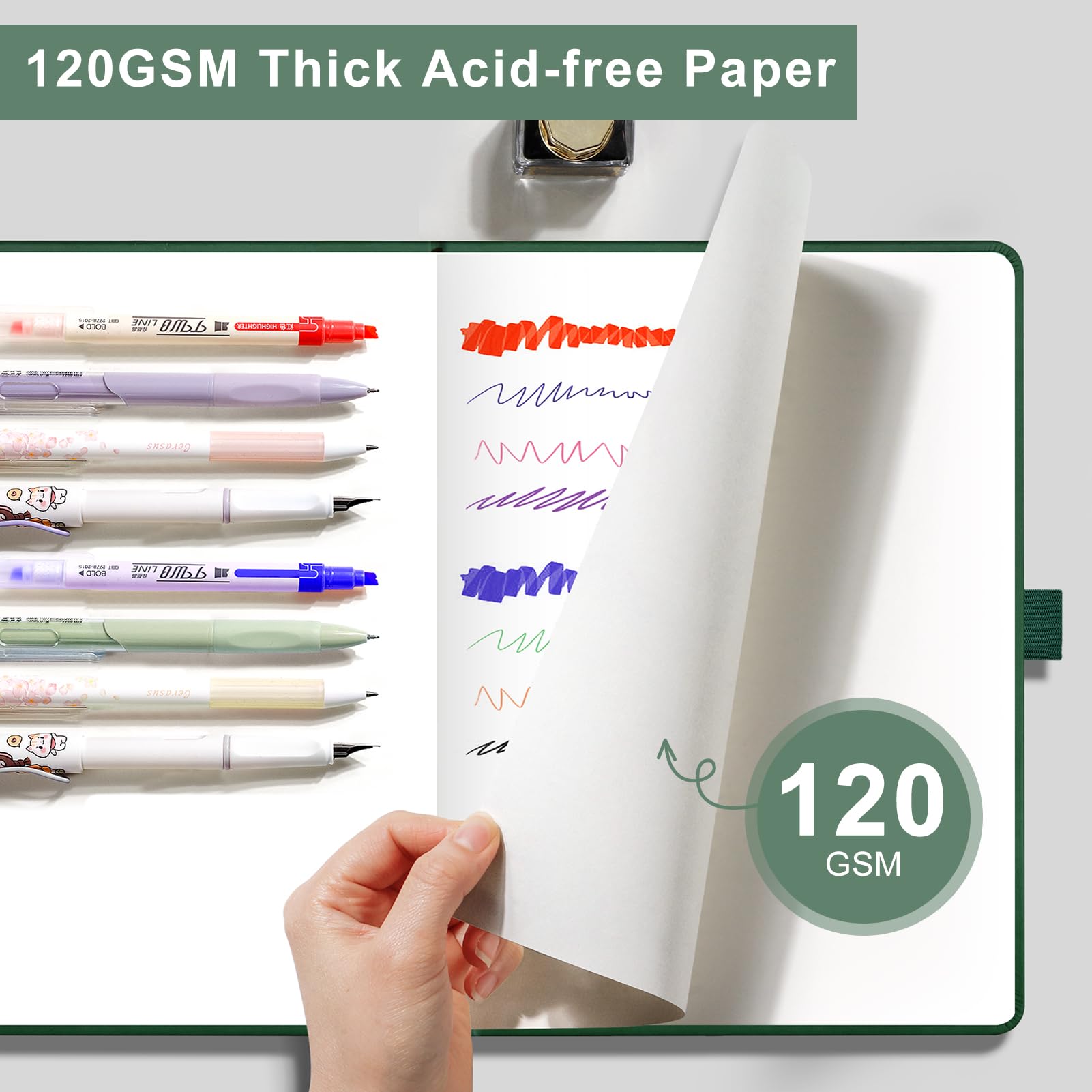 EMSHOI A5 Notebook Blank Journal, 120 GSM Hardcover Leather Sketch Book with Doodle Stencil, 160 Pages Unlined - Image 2