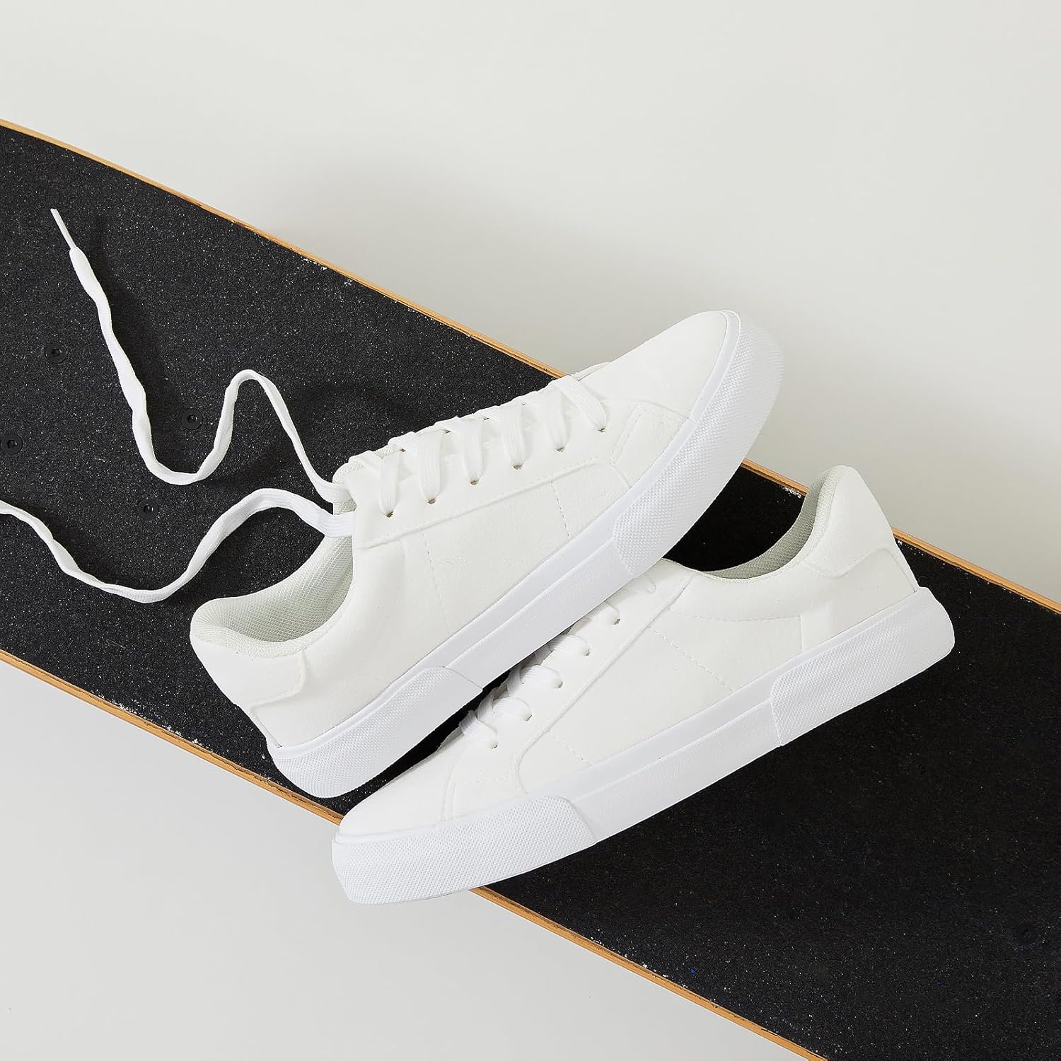 Uoidru Womens Tennis Shoes Faux Suede Sneakers Comfortable White Shoes for Women Lace Up Women Non Slip Casual Walking Shoes - Image 8