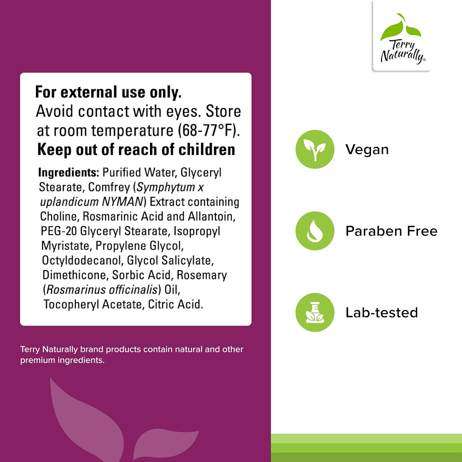 Terry Naturally Traumaplant Comfrey Cream - Non-Staining Herbal Cream - Clinically Studied and Free of Pyrrolizidine Alkaloids - for External Use Only - 3.53 oz