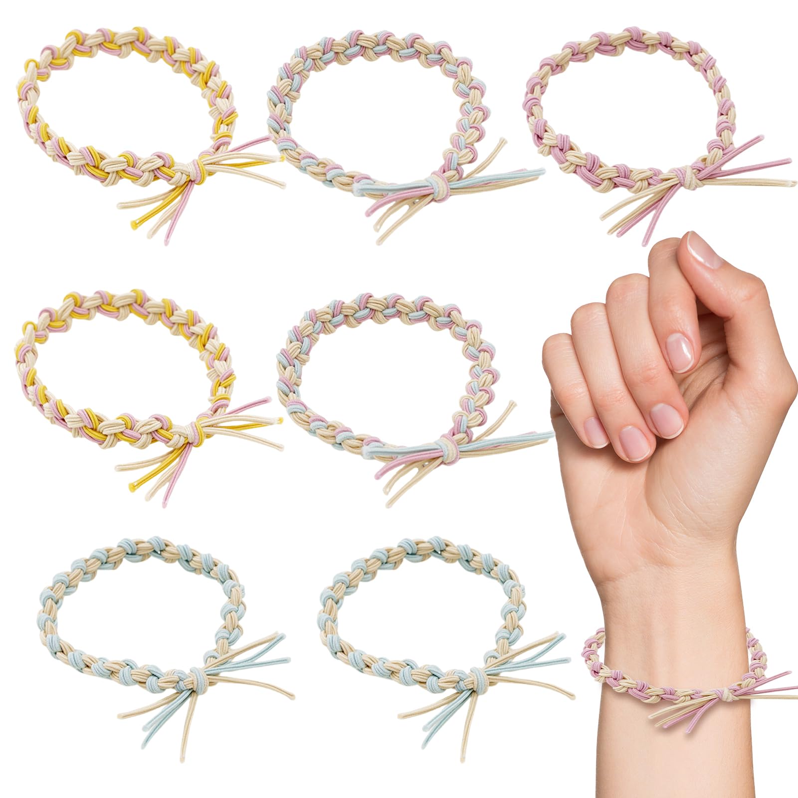 40 Stück Geflochtene Haargummis – Elastisch, Für Damen & Mädchen, Mehrfarbig, Ø 5 Cm