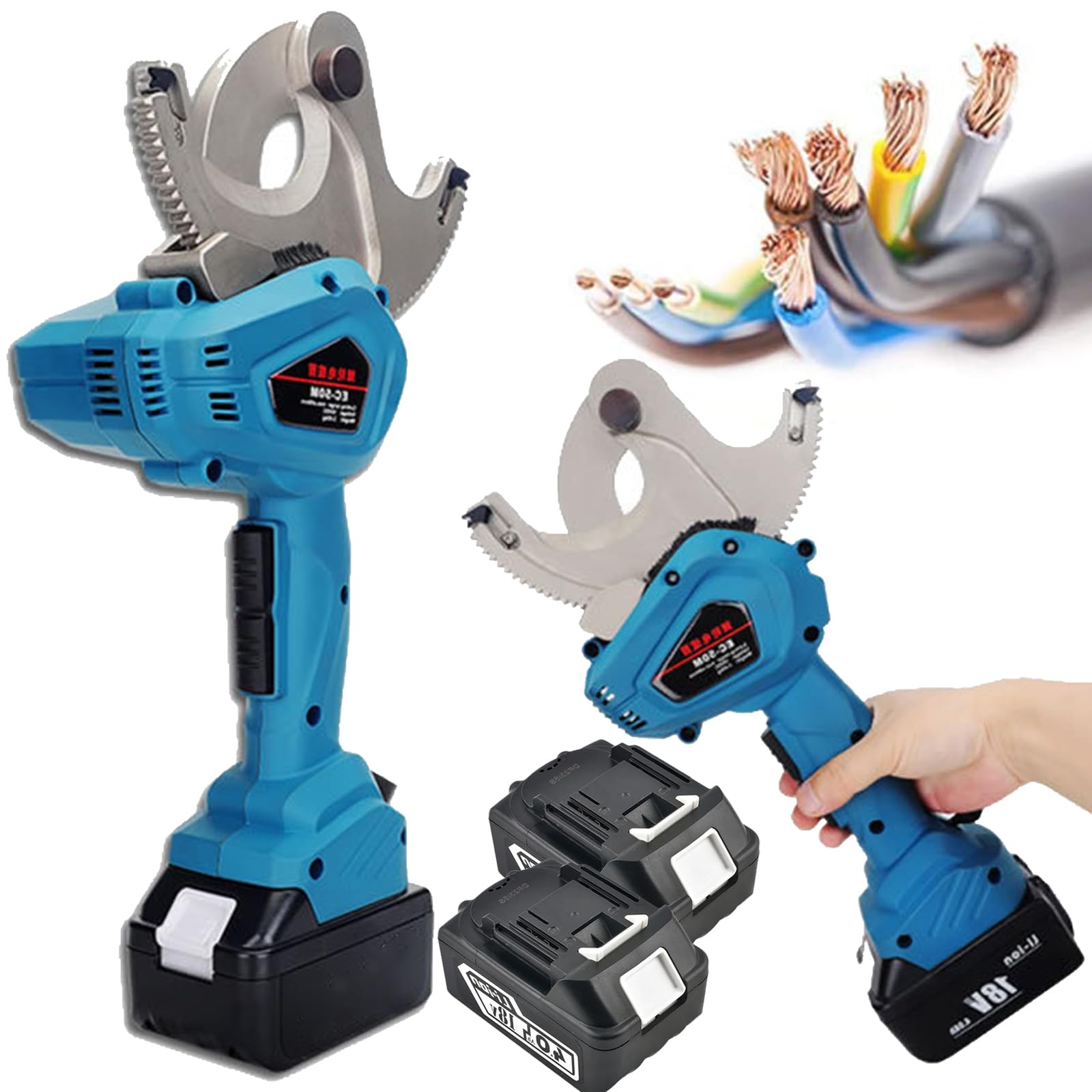 Cortador de cable hidráulico inalámbrico, herramienta de trinquete eléctrica de 18 V para alambre blindado de aluminio de cobre de 50 mm, 65 mm, 75 mm, equipo de corte industrial