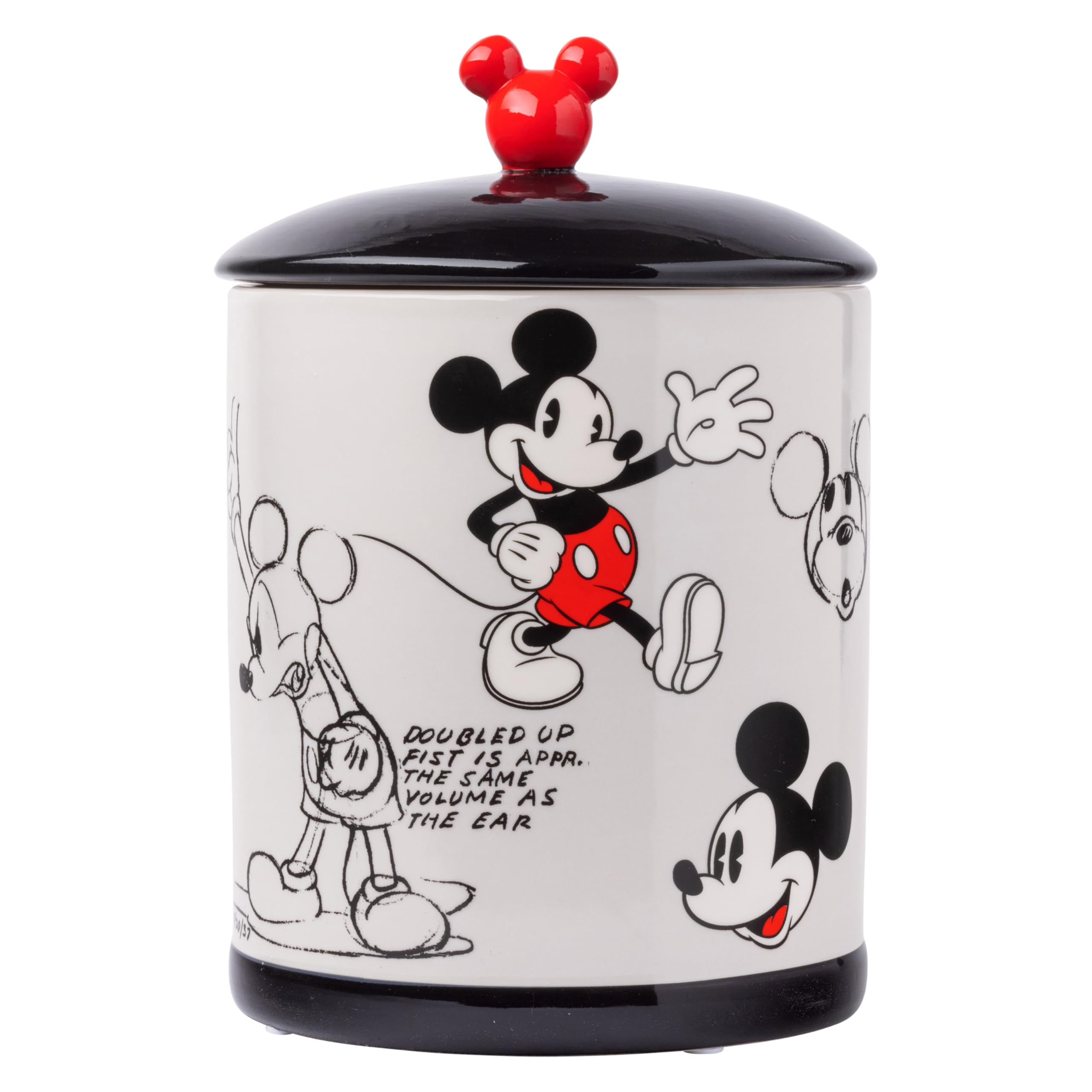 Silver Buffalo Disney Vintage Mickey Mouse Sketches Ceramic Cookie Snack Jar (Large)