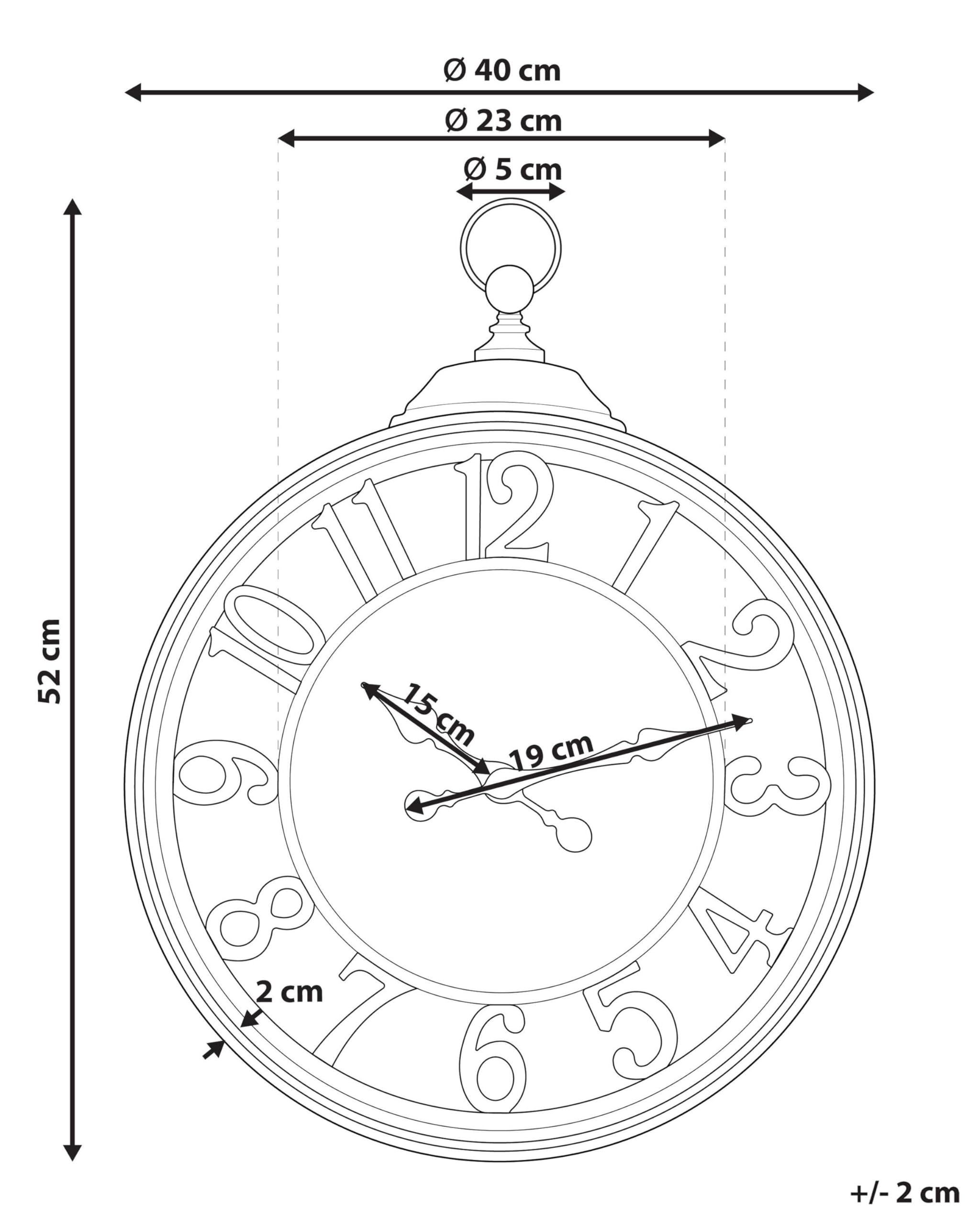 Traditionelle Wanduhr braun ø 52 cm rund arabische Ziffern Alcoba