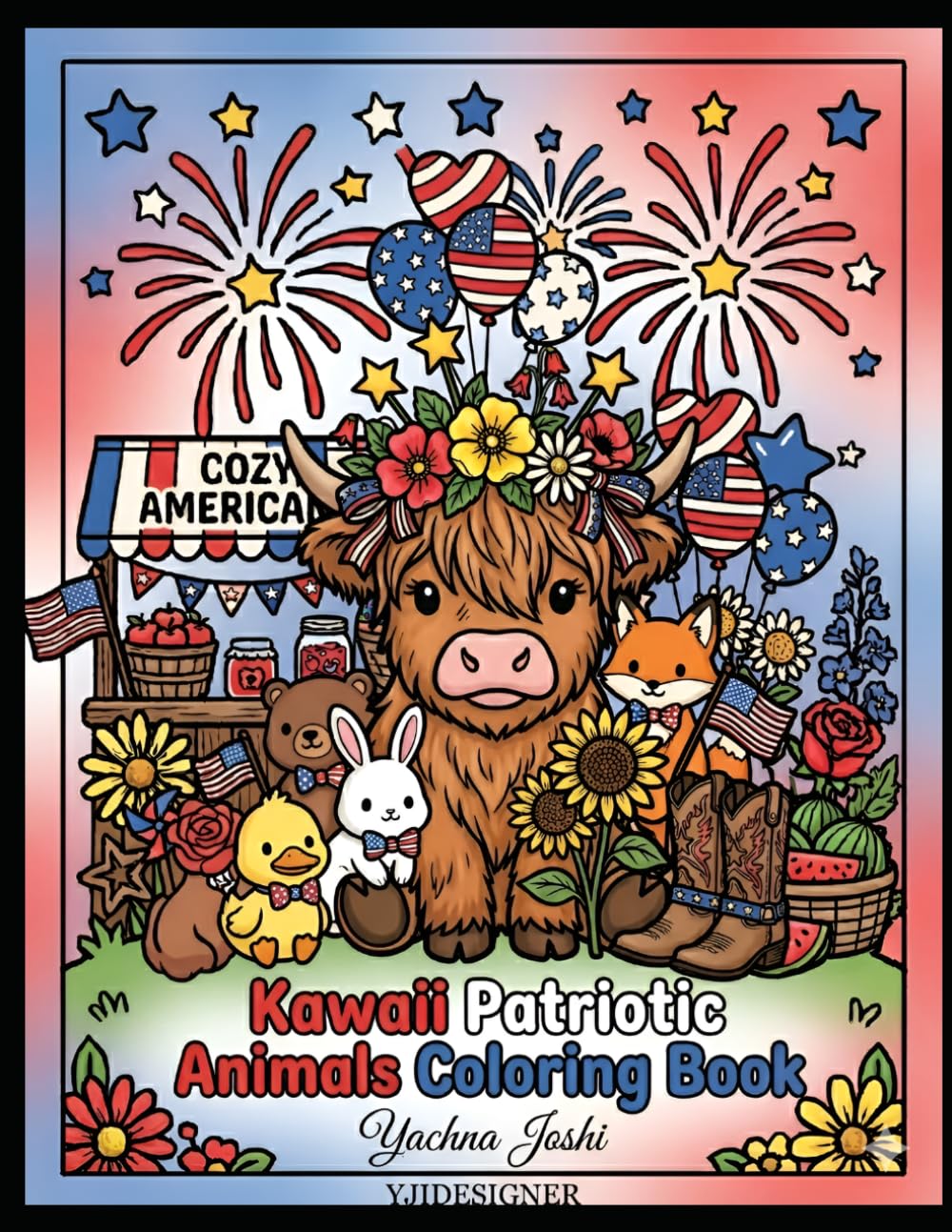 Kawaii Patriotic Animals Coloring Book: Cute USA Animals, 4th of July Fun, Chibi Creatures, Fireworks, Flags, and Adorable Americana Coloring Pages for Relaxation and Creativity