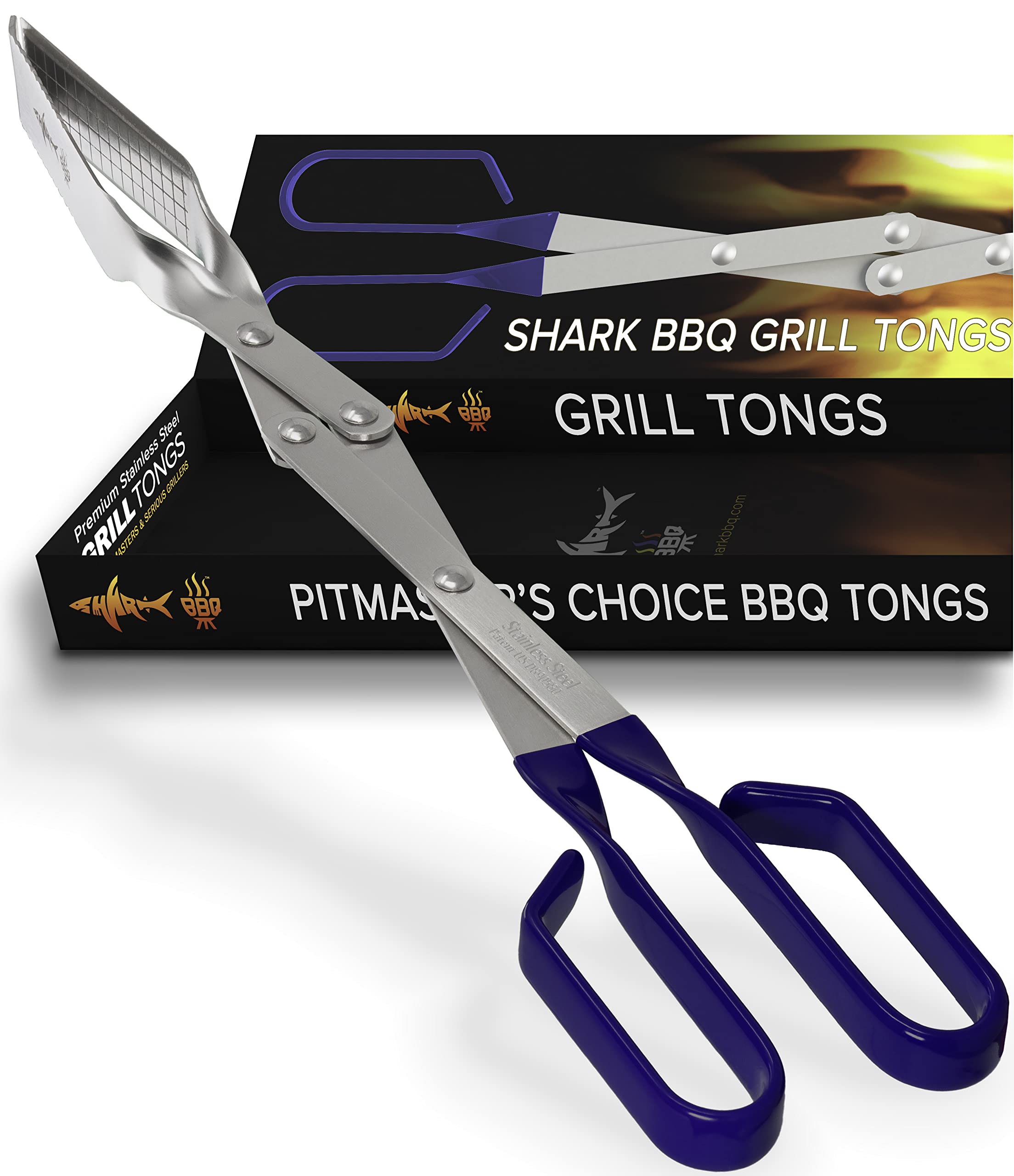 Grillzange für Outdoor Grill & Küche - Extra lange Reichweite, bestes Kochzubehör für Grill, Edelstahl für Holzkohle, Gasgrills & Smoker Einteiliges Geschenkset für Männer (Blau)