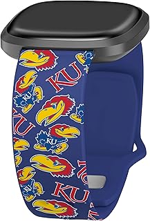 Affinity Bands Kansas Jayhawks HD Watch Band Compatible with Fitbit Versa 3 and Sense (Long Random)