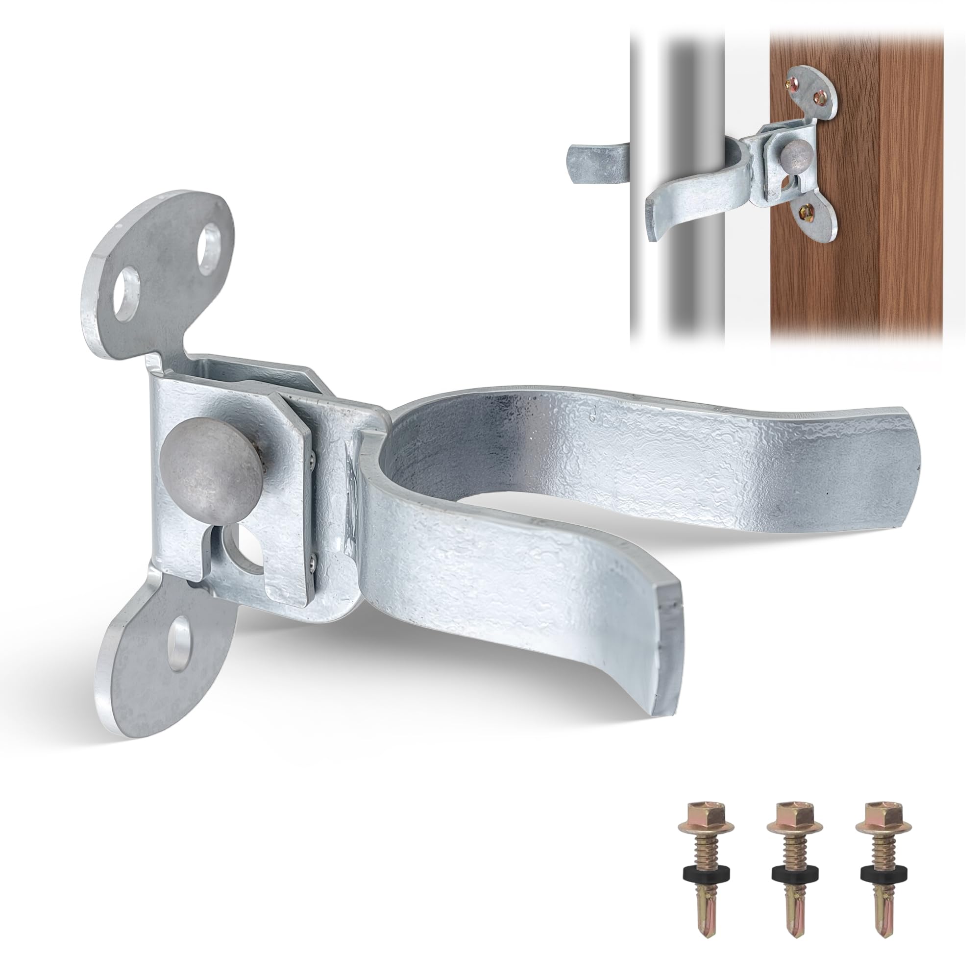 Photo 1 of 1-3/8" Flat Back Wall Mount Chain Link Gate Latch, Gate Latches for Metal Gates, Suitable for Wooden Door Frames or Walls (1 Pcs)