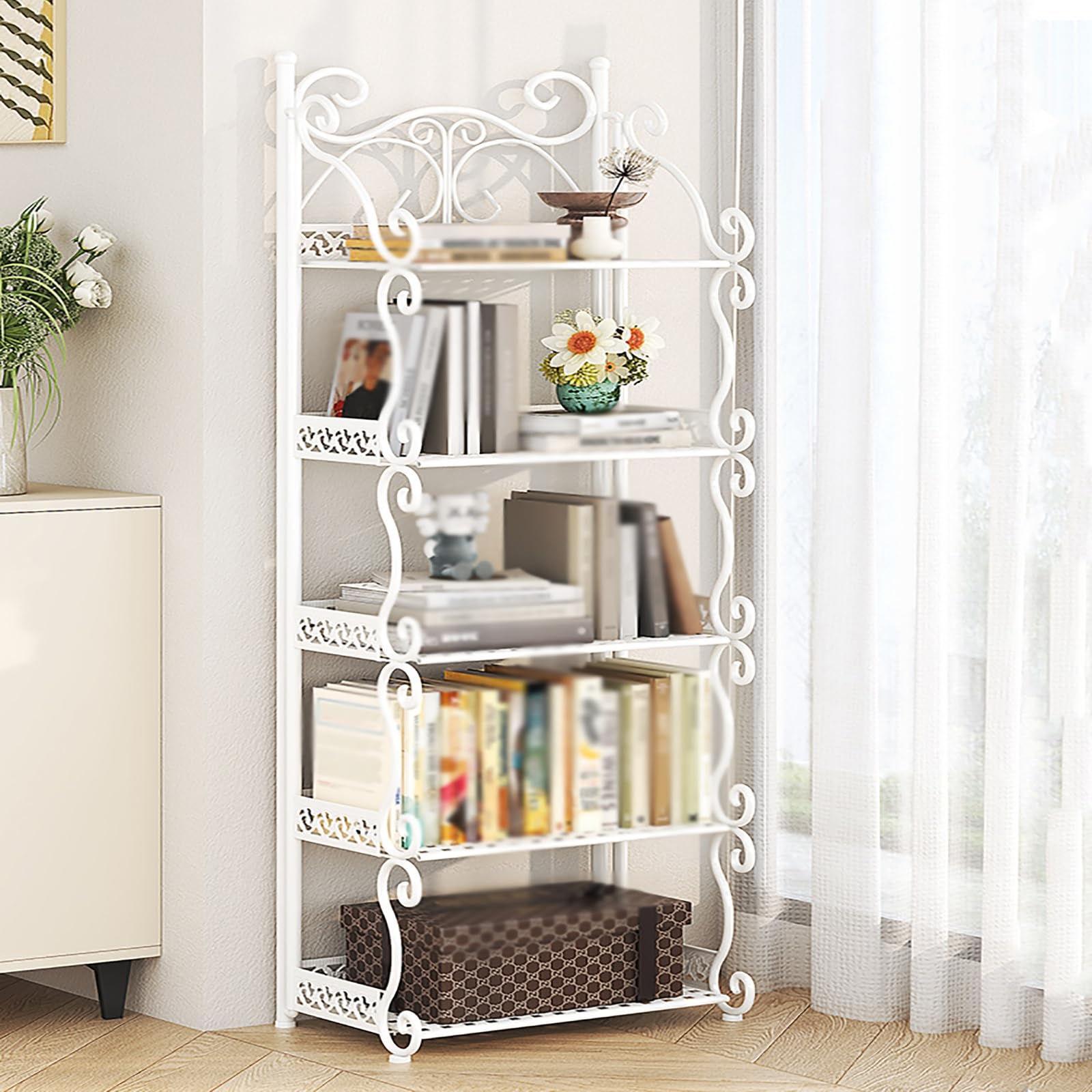 Armadietto Bagno, Organizer da Bagno Stretto, Scaffale per Cucina, Salvaspazio, Mobiletto Stretto con Telaio in Metallo, Scomparto Aperto, per Spazi Piccoli(Brown,65cm/25.6in)