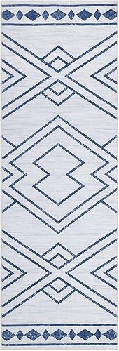 Alfombra marroquí lavable de 4 x 6 pies, alfombra geométrica contemporánea para sala de estar, antideslizante, no desprende pelusa, para comedor,