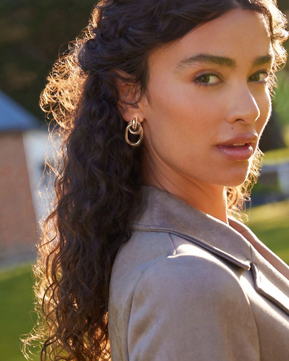 14K Gold/Silver Plated Statement Geometric Earrings for Women Chunky Gold Knot Link Drop Dangle Earrings Trendy Jewelry Gift (Gold Knot BL1025) - Image 3