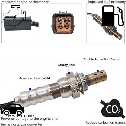 Miniatura 5 de 75-4398 24458 Sensor de oxígeno descendente compatible con Mazda 3, Mazda 3 Sport 2010 2011 2012 2013, Mazda 3 Sport 2.0L 2.5L Post O2 Sensor