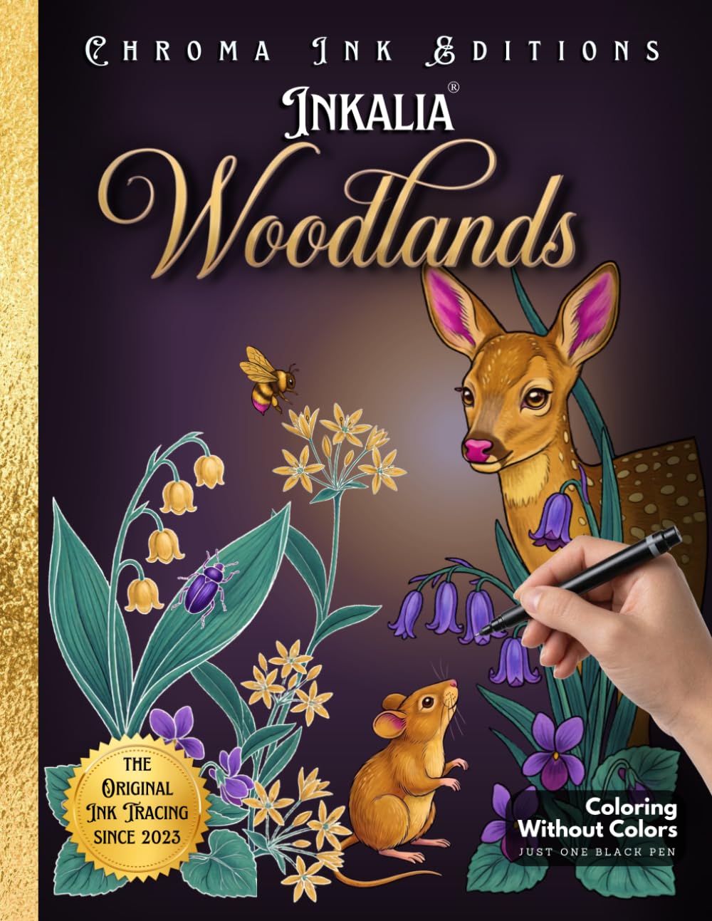 Inkalia Woodlands: Relaxing Nature Activity Ink Tracing Coloring Book for Adults and Women: 38 Botanical and Naturalist Scenes | Stress Relief Art for ... Lovers (Inkalia Bold and Easy Ink Tracing)