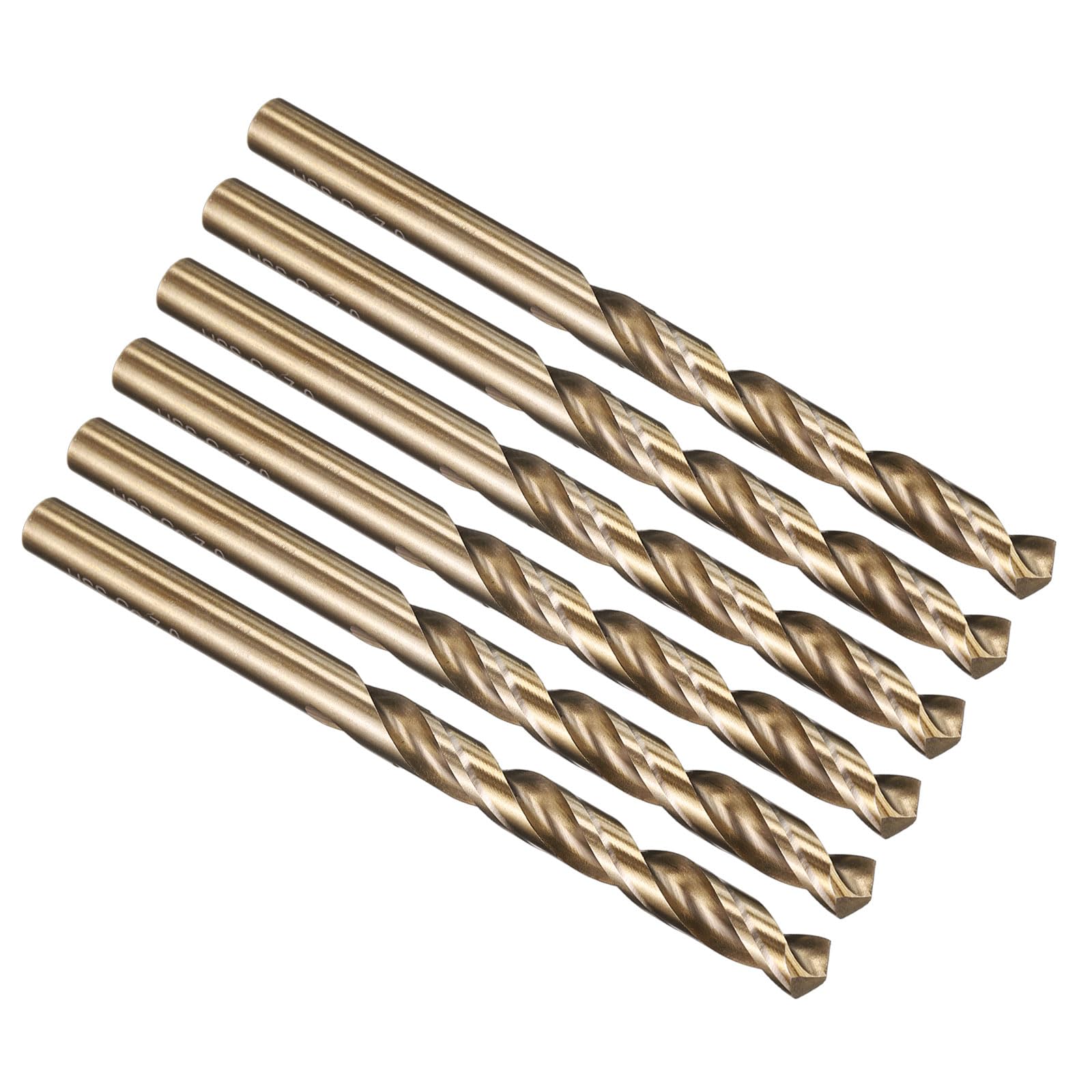 PATIKIL 7mm Drill Bit, M35 Cobalt 5% High-Speed Steel Jobber Straight Shank 135° Gold Finish for Stainless Steel Hard Metal - 6 Pack — image 1