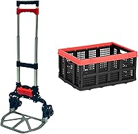 Vista 1 de Magna Cart Carro de mano de aluminio ligero plegable de capacidad personal de 150 libras con caja de almacenamiento de plástico plegable