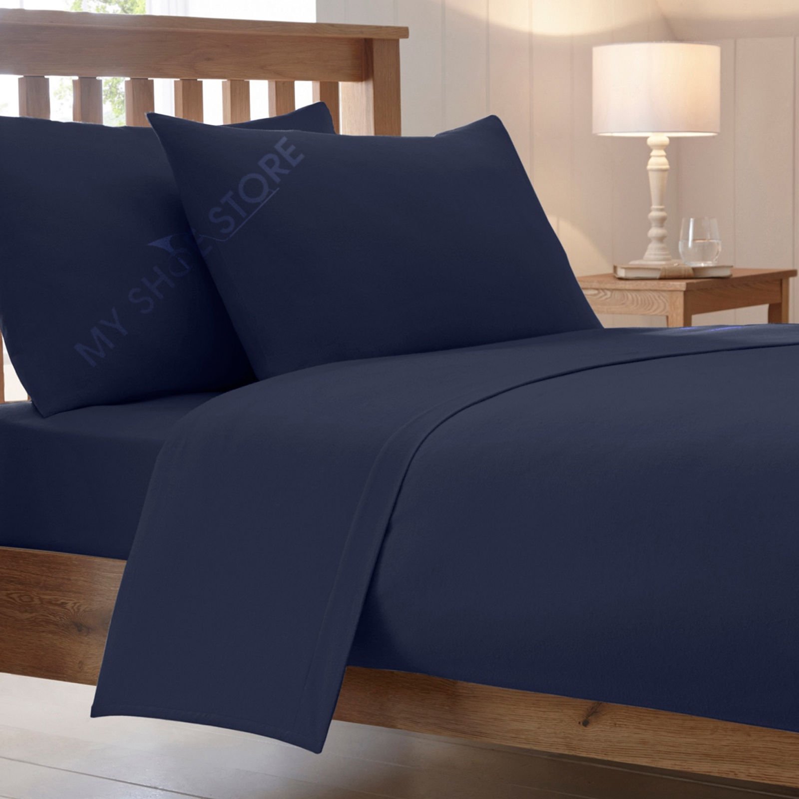 High Street Fashion ® New Combed Poly Cotton Luxury Bed Sheet Plain Fitted Sheet Pillow CASE Single Double King Sizes — image 1