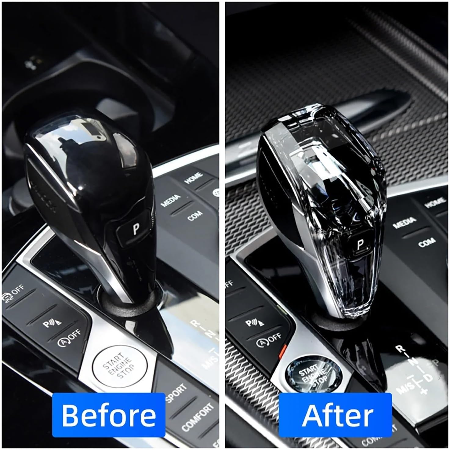Psychedelic Crystal Gear Handle 3/4-piece Set Crystal Gear Shift Knob Lever 3 4 8 Series X3 X4 X5 X6 X7 Z4 I4 G26 G20 G16 G01(3 Set Mrak M)
