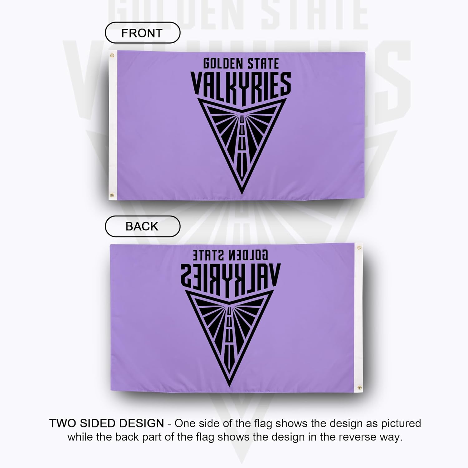 Desert Cactus Golden State Valkyries Flag Team WNBA 100% Polyester Indoor Outdoor 3x5 feet Flag (Design B) - Image 2