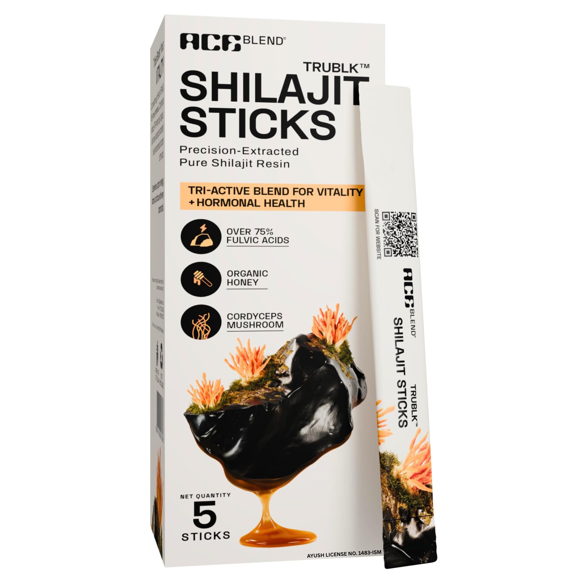 Ace Blend TRUBLK Shilajit Sticks | 5 Servings | With Over 75% Fulvic Acid & 80+ Trace Minerals | For Men & Women-image-21