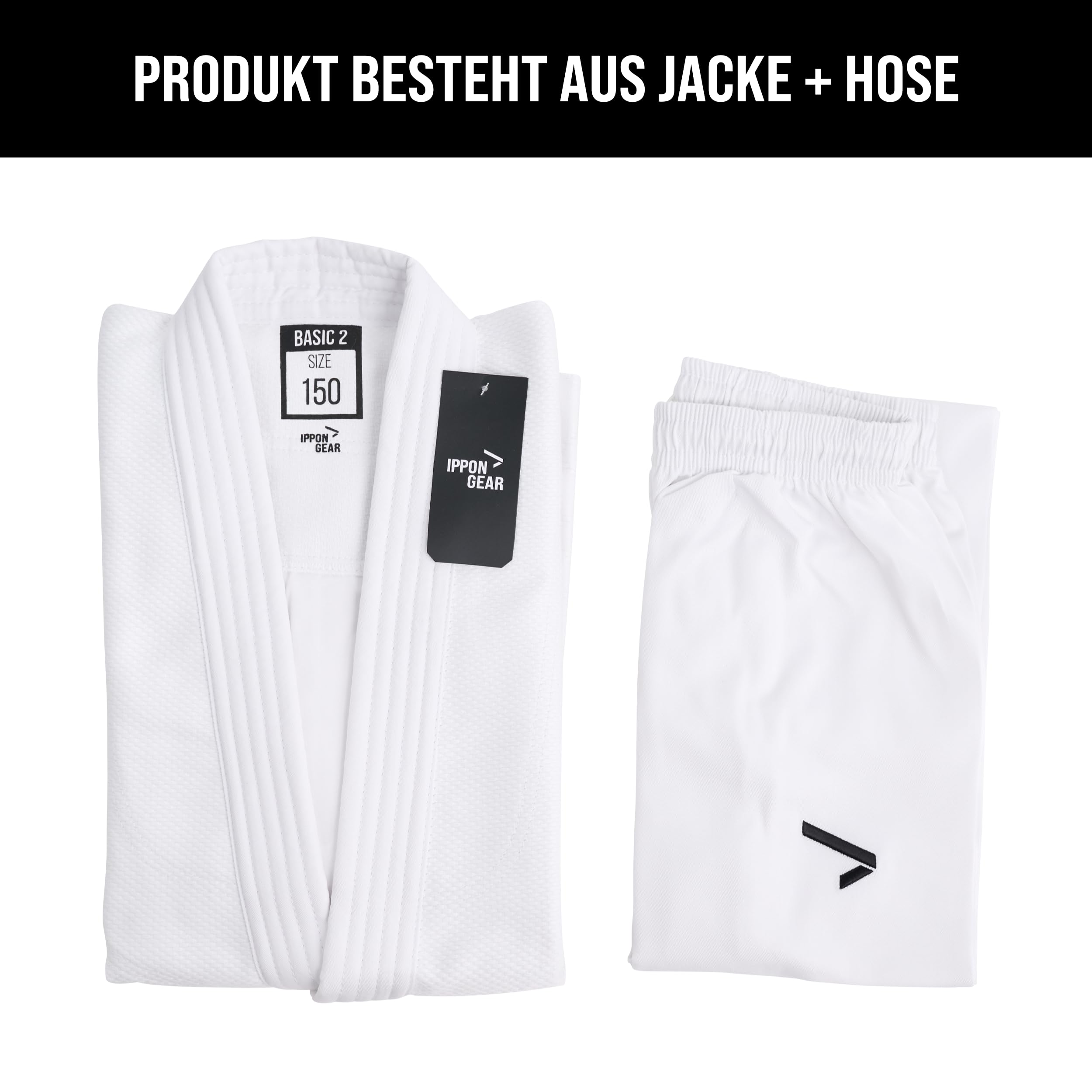 IPPONGEAR Basic 2 Judoanzug weiß 500gr/m² Kinder Einsteiger