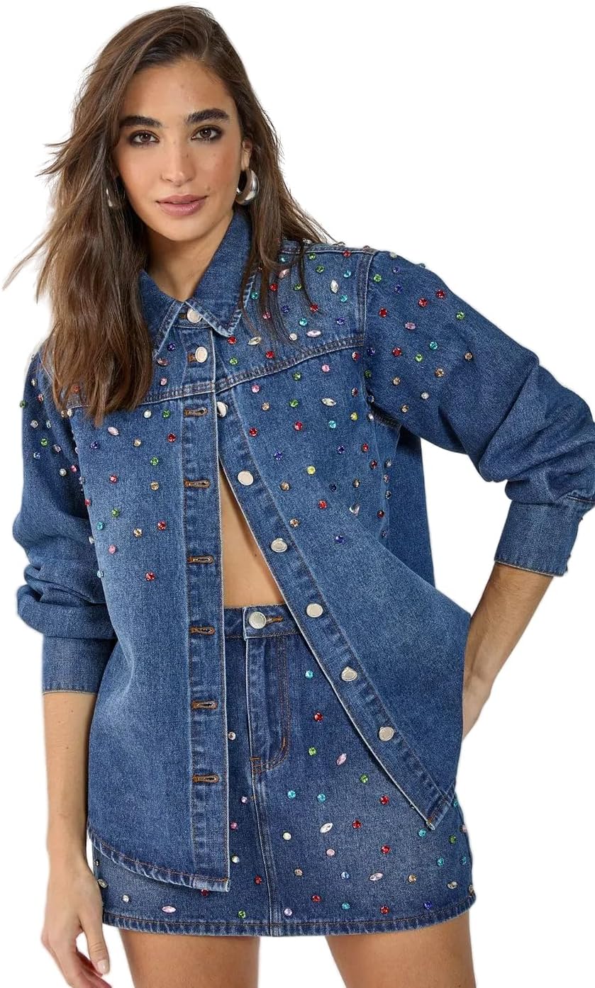 Nasty Gal Denim Jewel Mini Skirt