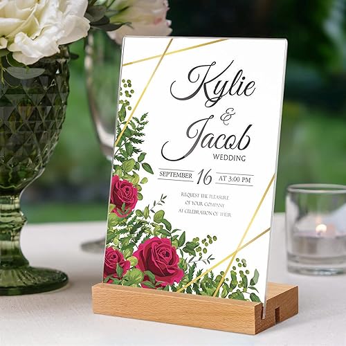 Vista 31 de Lechay Paquete de 3 soportes transparentes de 5 x 7 pulgadas para menús de mesa, soporte de exhibición de escritorio, soporte de papel, soporte