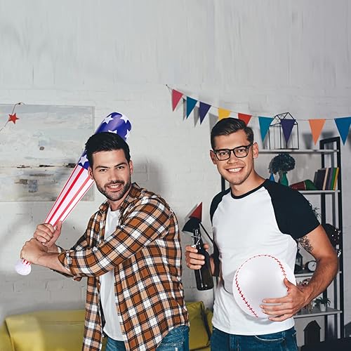 Miniatura 7 de EVERMARKET 2 unidades de bate inflable de béisbol y béisbol con bandera estadounidense, pelota de playa, regalos de fiesta temática deportiva para