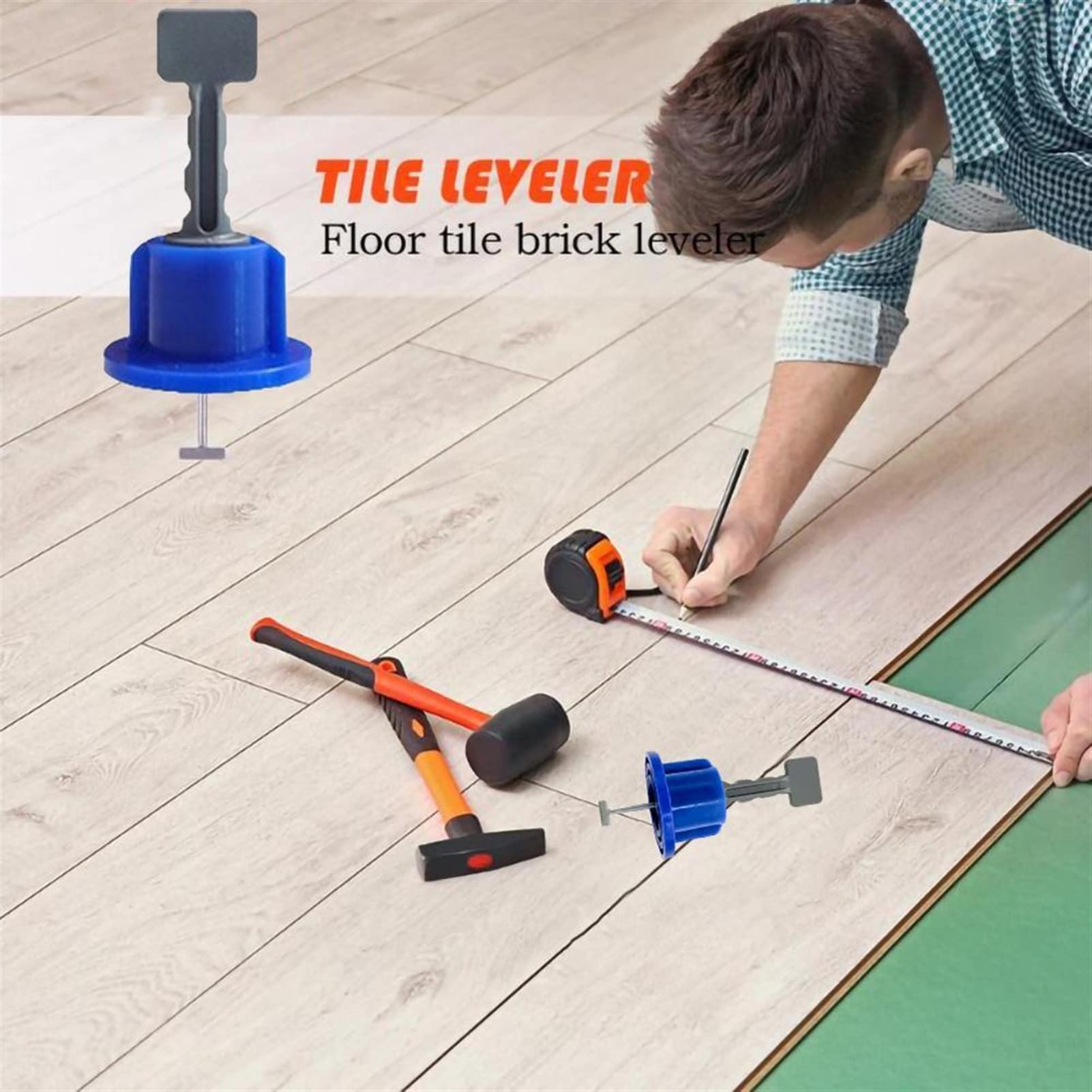 Strumento di Vibrazione per Piastrelle 50pcs Strumenti per la Costruzione di pareti per Pavimenti in Ceramica Piatta Sistema di livellamento per Piastrelle Riutilizzabile Kit di Sistema di Live
