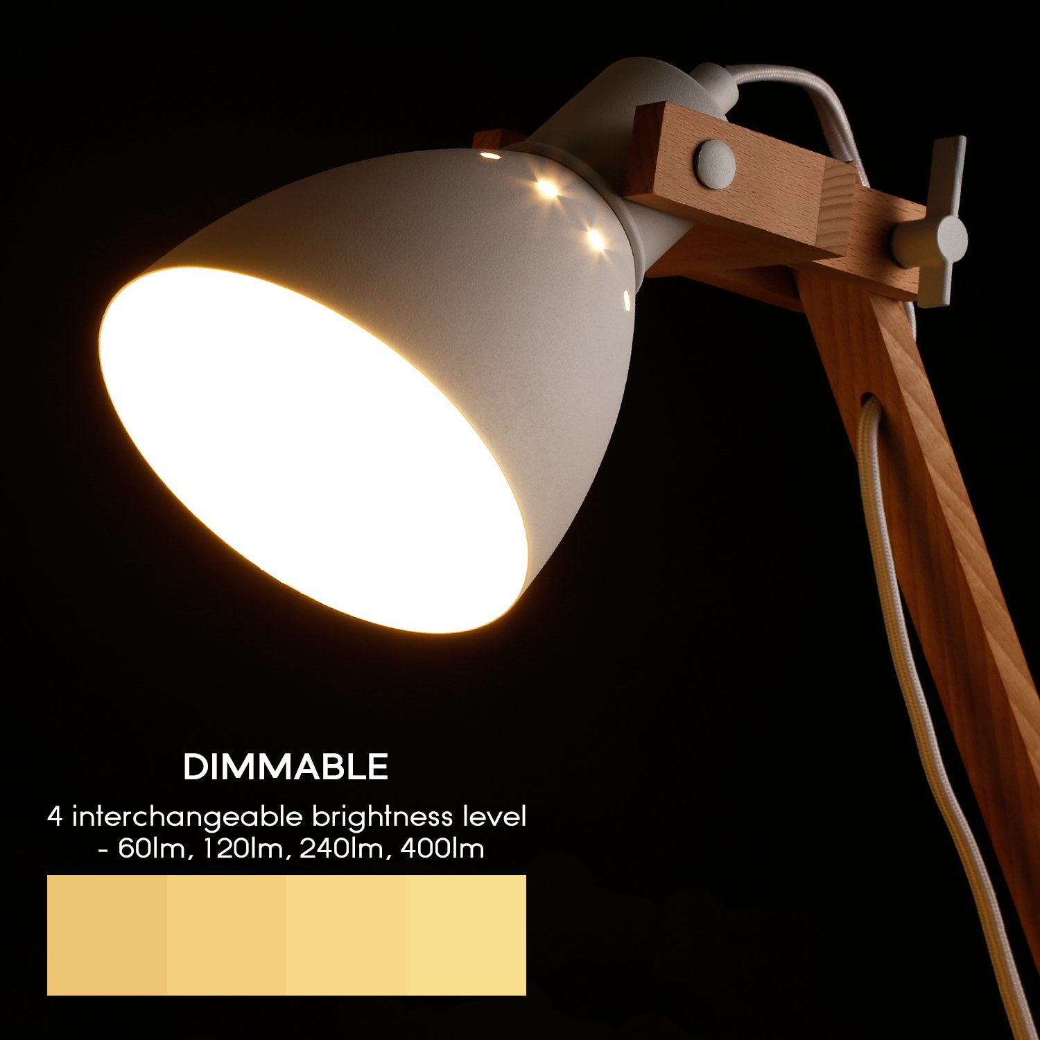 Amazon.co.jp: TORCHSTAR LEDスイングアームデスクランプ、木製一体型