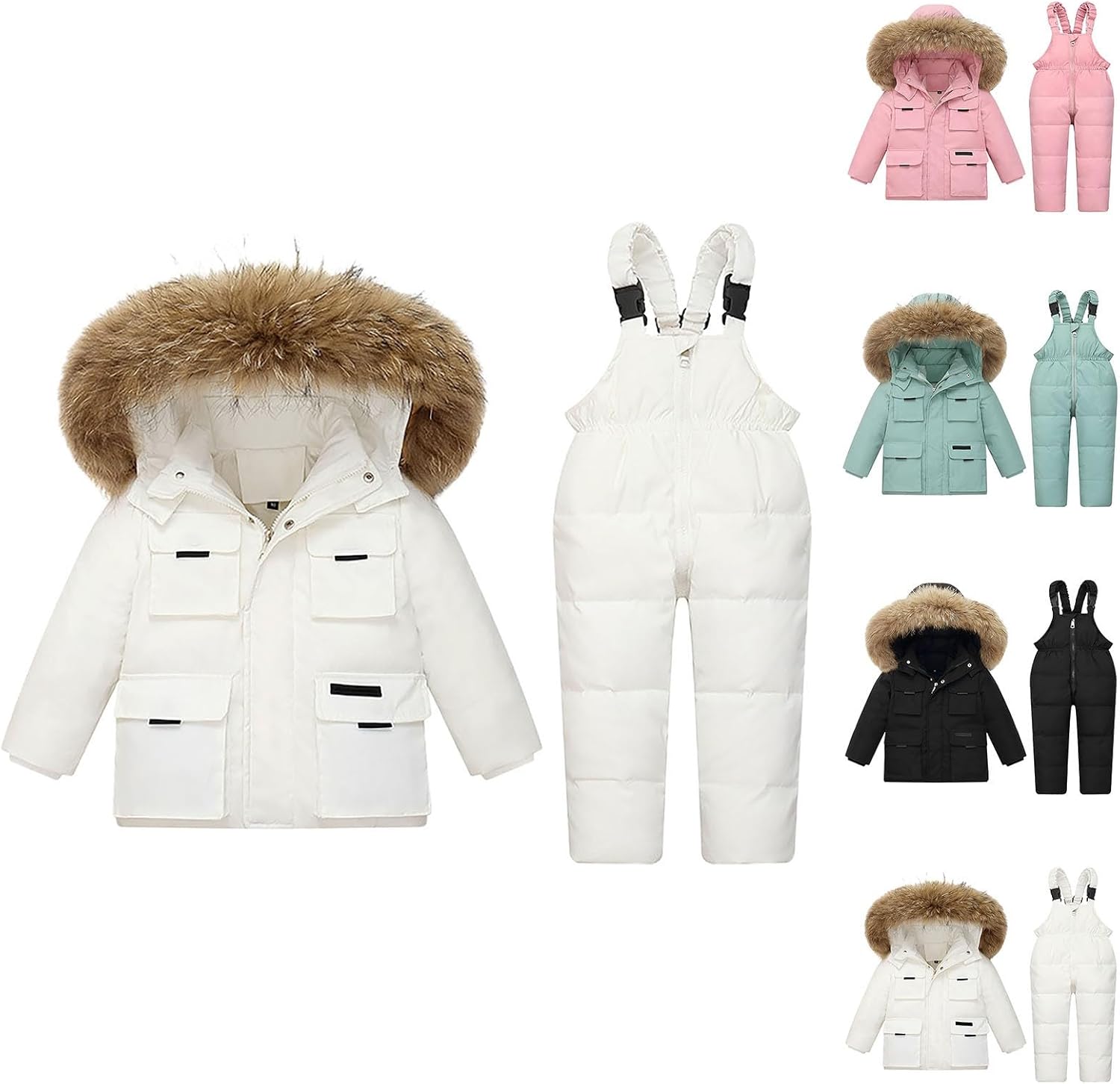 Toddler Ski Jacket & Pants Set 2 Piece Winter Snowboarding Clothes for Kids Girls Boys Thickened Waterproof Snow Suit