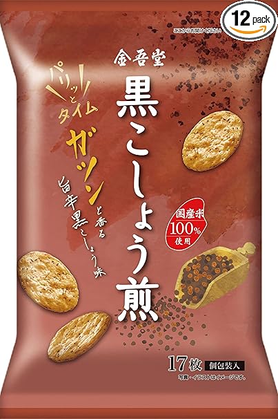 Amazon 金吾堂製菓 黒こしょう煎 17枚 12袋 金吾堂製菓 せんべい 米菓 通販