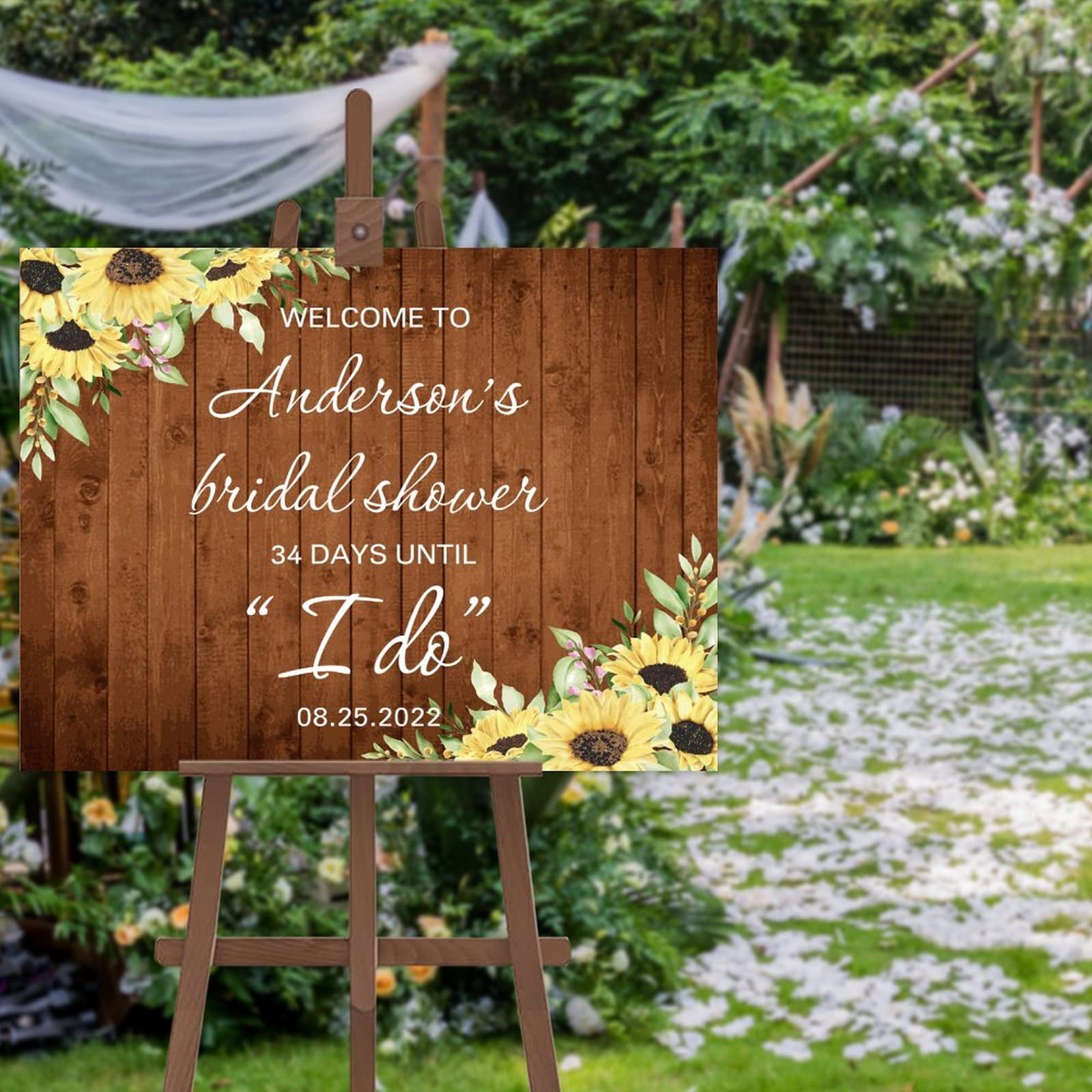 Panneau de bienvenue décoratif en bois avec initiales et date d'établissement pour réception de mariage, cérémonie, fiançailles, 45,7 x 61 cm