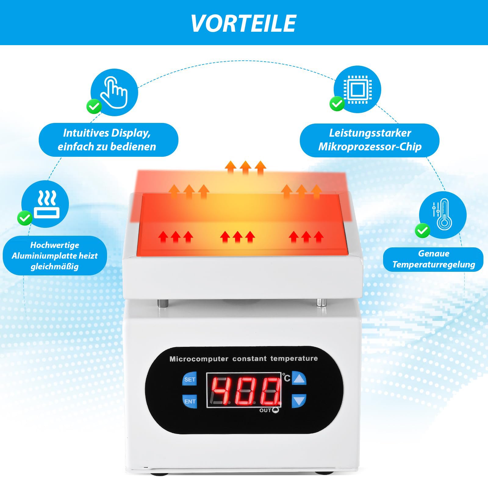 Lötstation Heizplatte, 700W 15x15cm Heizstation 220V für die Erwärmung von Komponenten, SMD-Rework, PCB-Entfernung und Löten, 0-400°C Temperaturregelung Ausgestattet