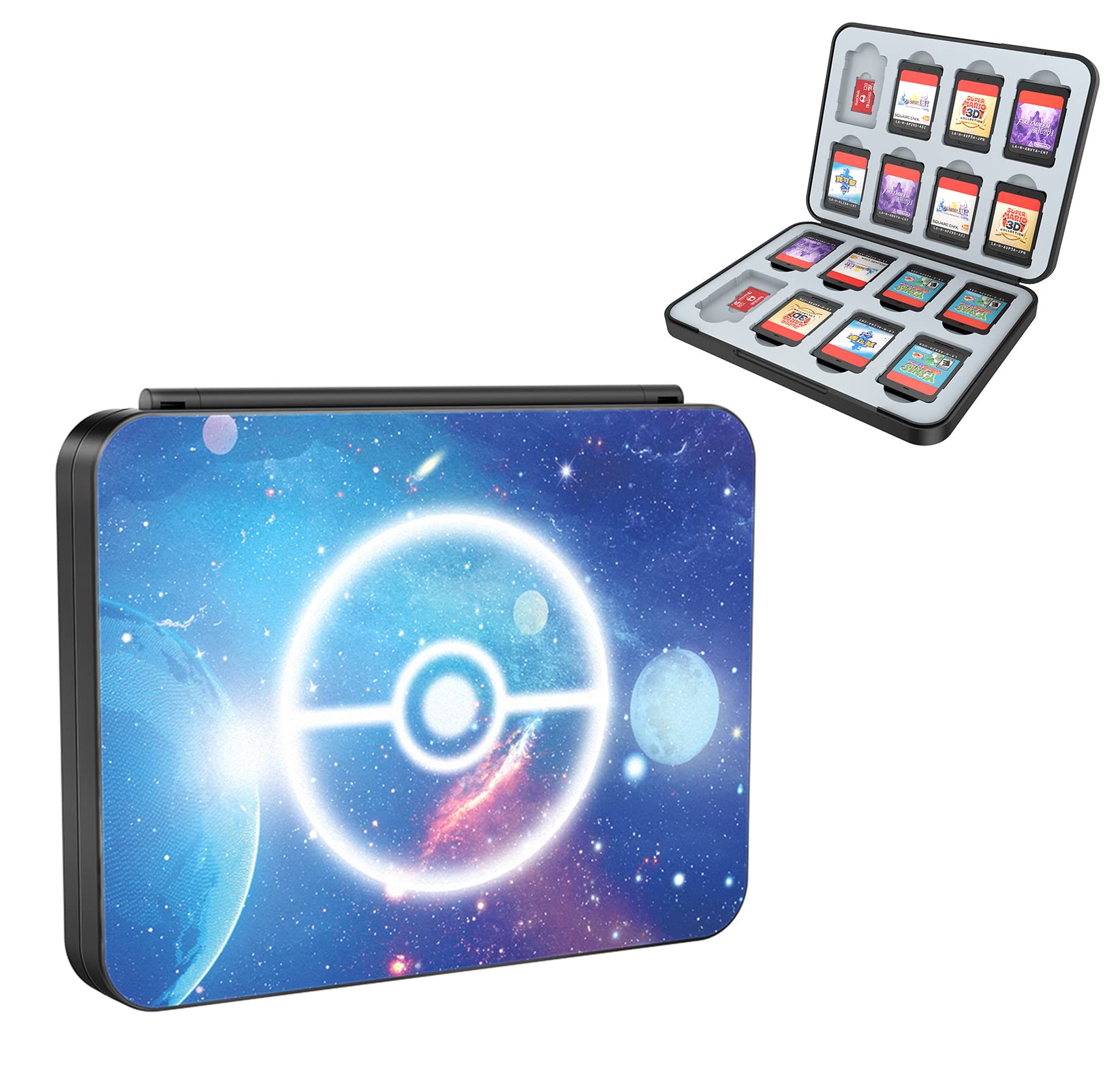 HEIYING Game Card Case for Nintendo Switch&Switch OLED,Customized Pattern Design Switch Lite Game Card Storage Case with 16 Game Card Slots and 16 Micro SD Card Slots. (Galaxy-A)