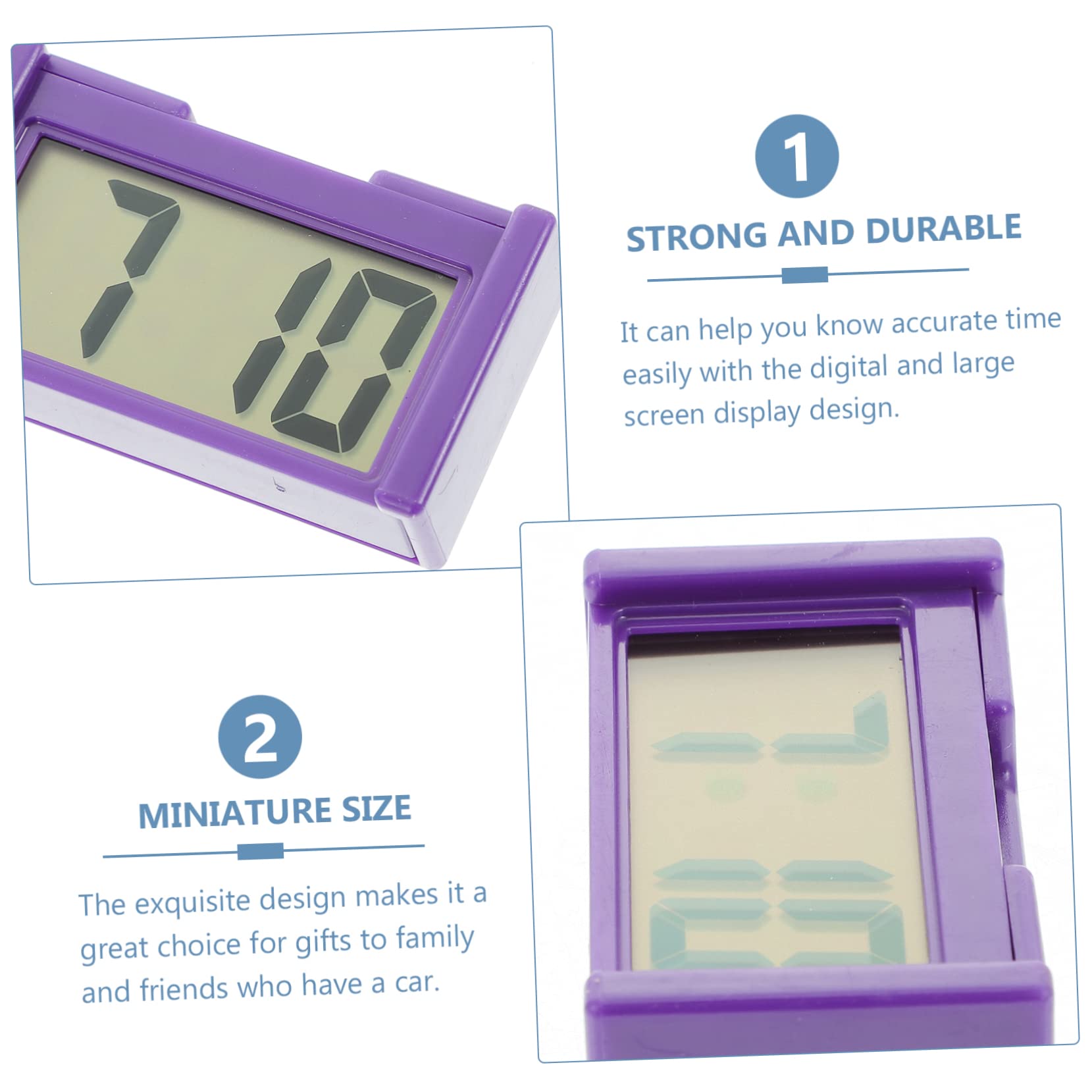 OUNONA 6piezas Reloj Digital Mini Para Automóvil Pantalla Instalación Sencilla Decoración Interior De Vehículo Ligero y Duradero