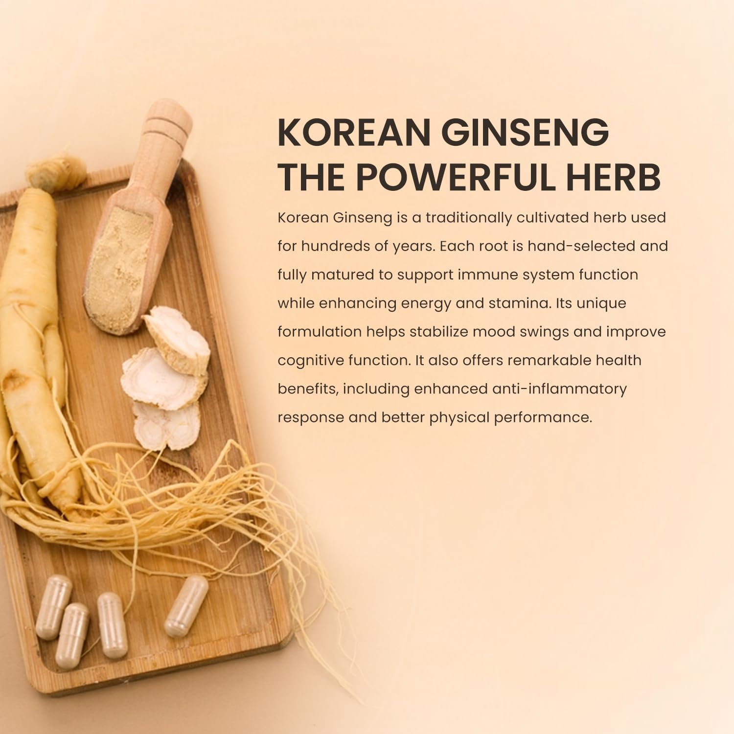 Herbalmax Korean Ginseng Capsules | Supports Immunity, Stamina & Energy | Natural Stress Relief & Vitality Booster Ayurvedic Supplement for Men & Women | Pack of 2, 60 Veg Capsules Each 2