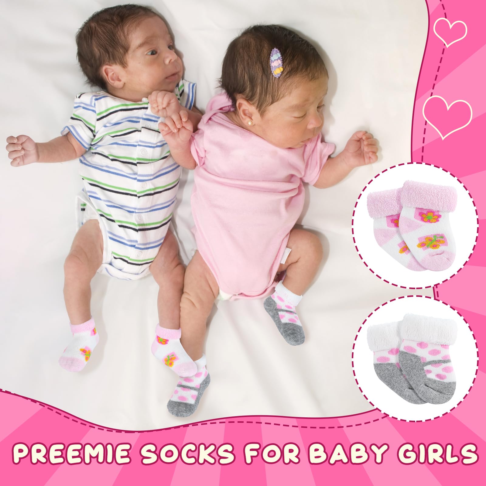 Twistover - Nicu 10 pares de calcetines de algodón de rizo para bebé recién nacido