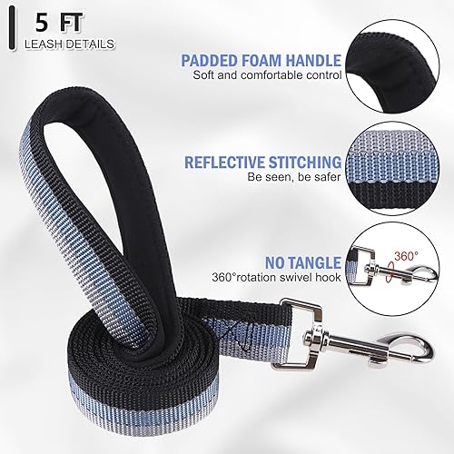 Miniatura 4 de ESGPET Martingale - Juego de collar y correa para perros pequeños, medianos y grandes, collar reflectante resistente para perros, collares