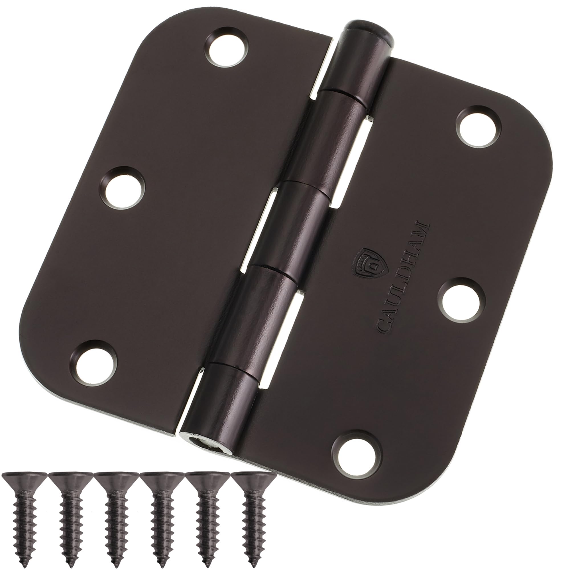 Cauldham (12 Pack) Heavy-Duty 3-1/2" Interior Door Hinges with 5/8" Radius Corners - Oil Rubbed Bronze