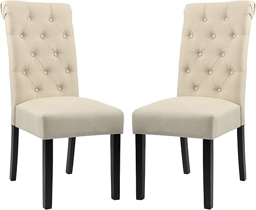 Sillas de comedor de tela tapizadas sillas de comedor Parsons sillas de cocina decorativas con patas de madera maciza para el hogar cocina y