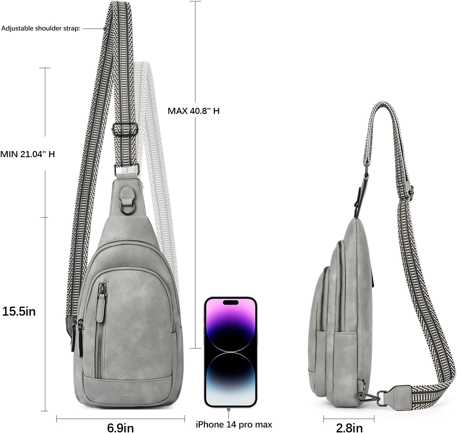 CLUCI Crossbody Bags for Women Men,Leather Sling Bag Cross Body Backpack for Woman Gifts for Women Birthday Unique - Image 2