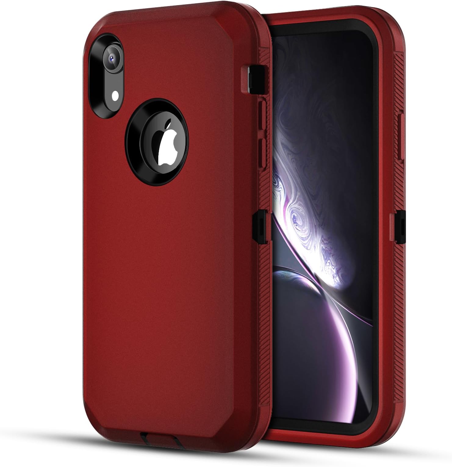 Jiunai iPhone XR Cases, iPhone XR Case Heavy Duty Protective Bumper Drop Protection Sports Outdoor Dual Layer Armor Shockproof Rugged Matte Cover Case for iPhone 10 R XR 2018 6.1'' Red
