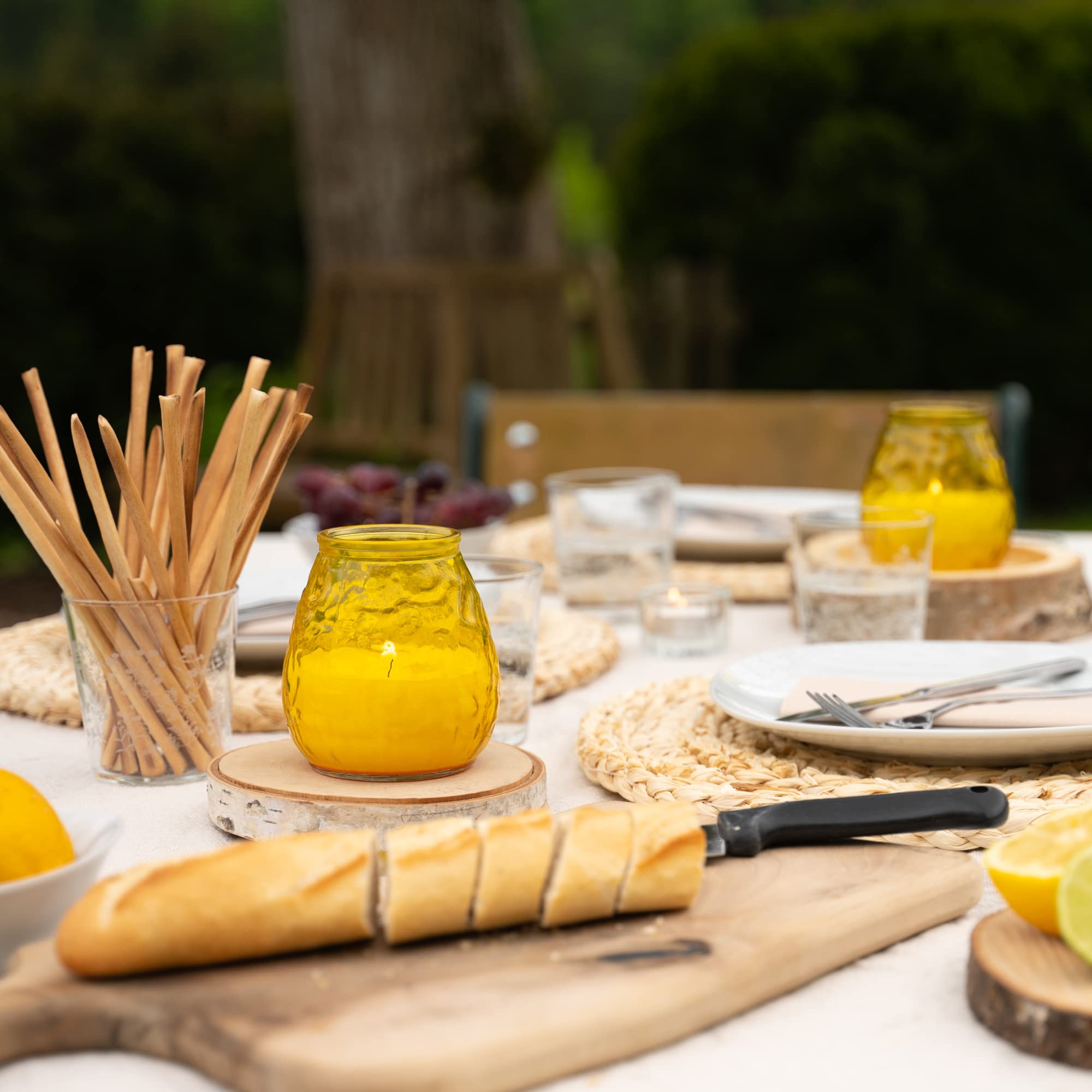 HOFER 6 luci da bistrò, citronella, portacandele per esterni, di alta qualità, in vetro con profumo di citronella, per feste in giardino, decorazione per esterni