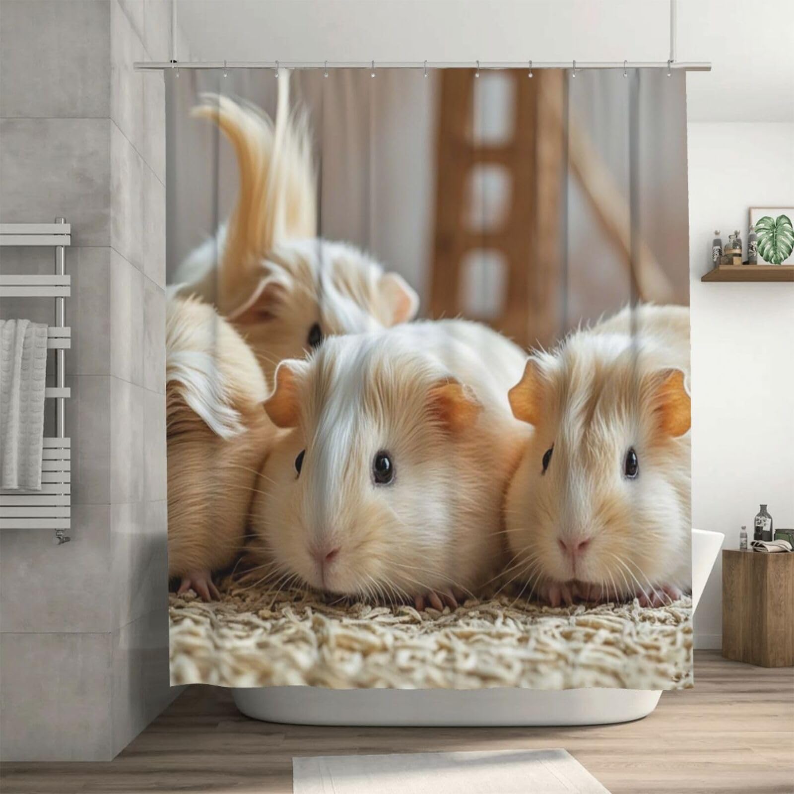 Rideau de douche cochon d'Inde lavable pour égayer la salle de bain des enfants