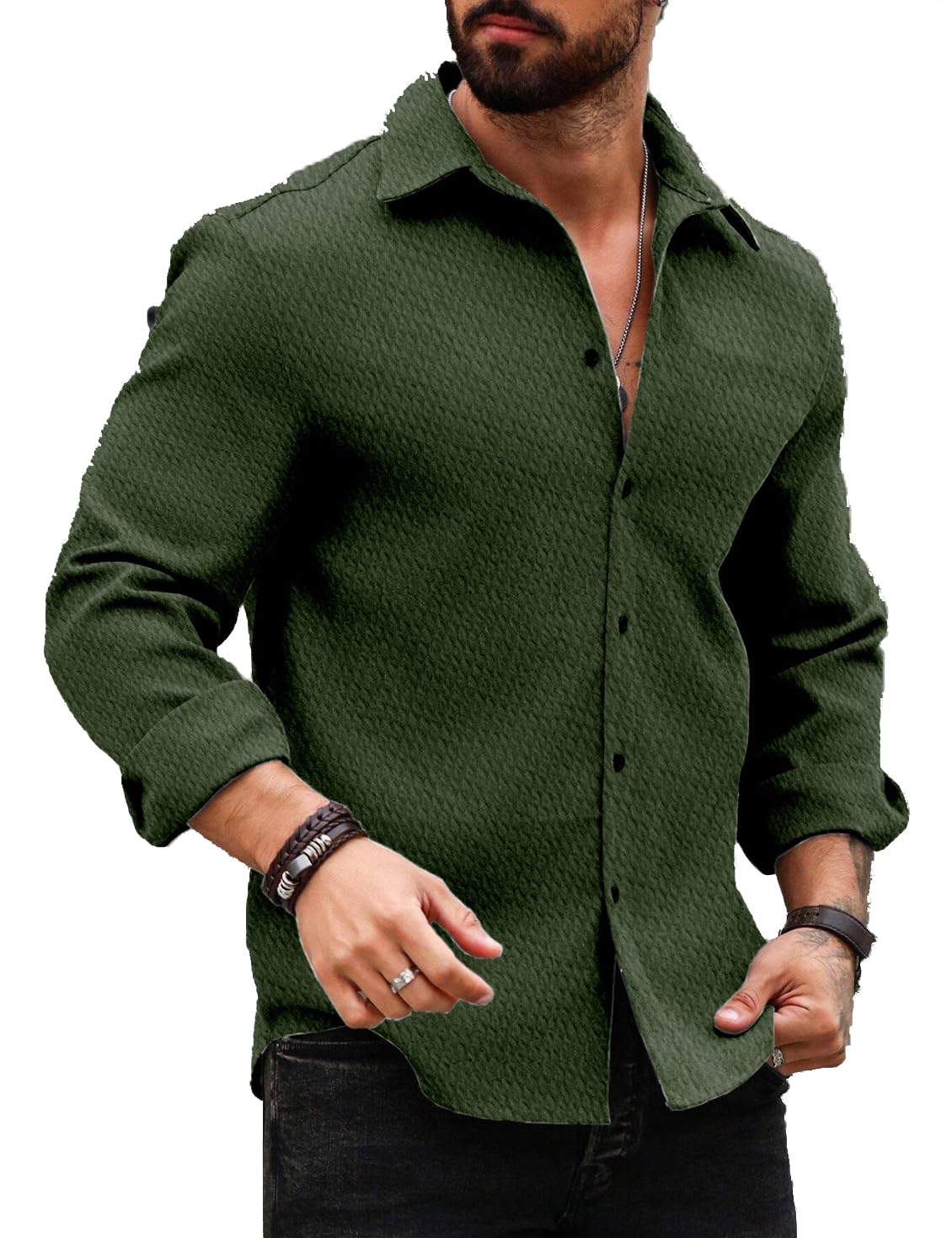 FORCE Men’s Stylish Half Sleeve Long Casual Shirt