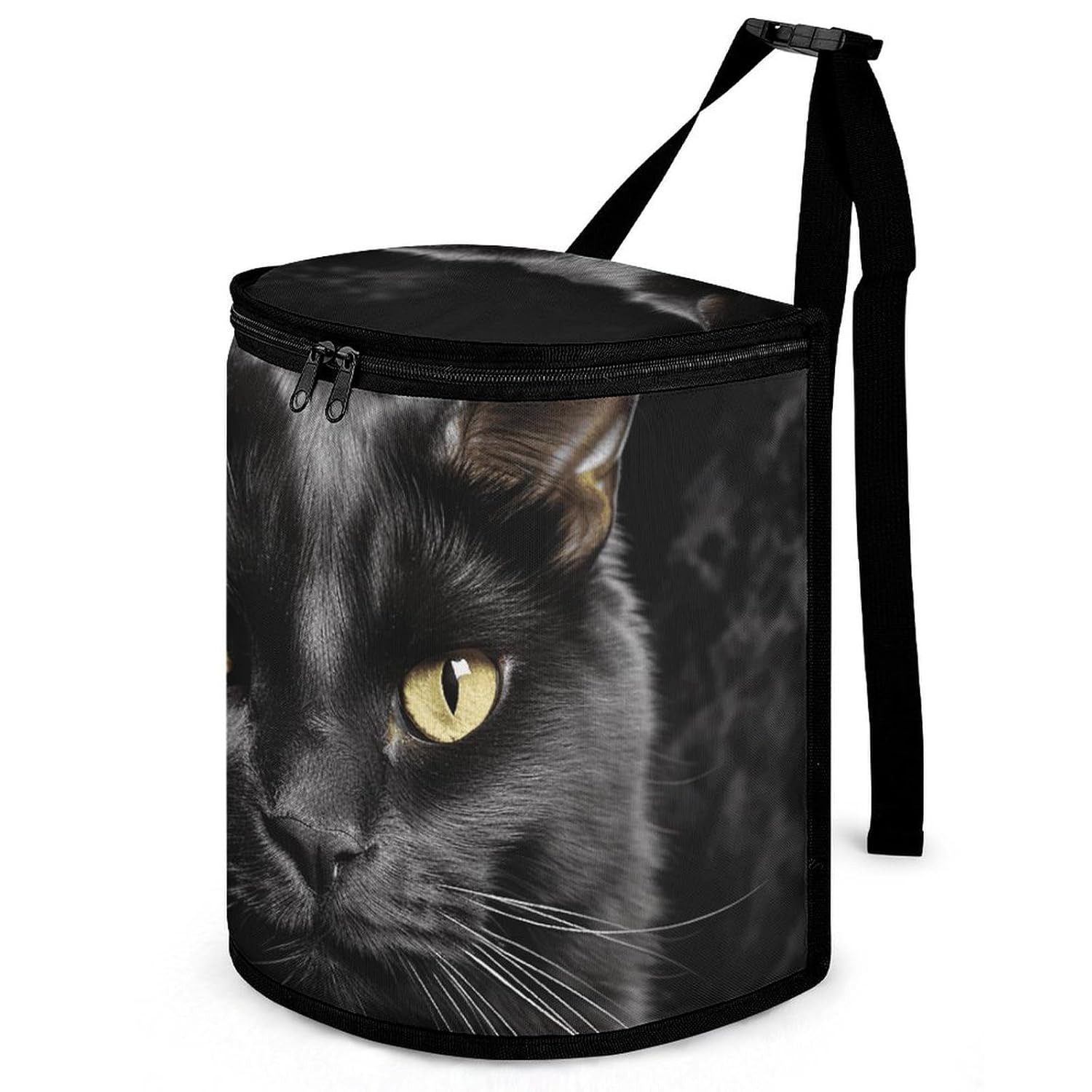 Hanging Car Trash Bag A Black Cat Printed Car Garbage Storage Bag Leakproof Car Trash Can Portable Garbage Storage Bags