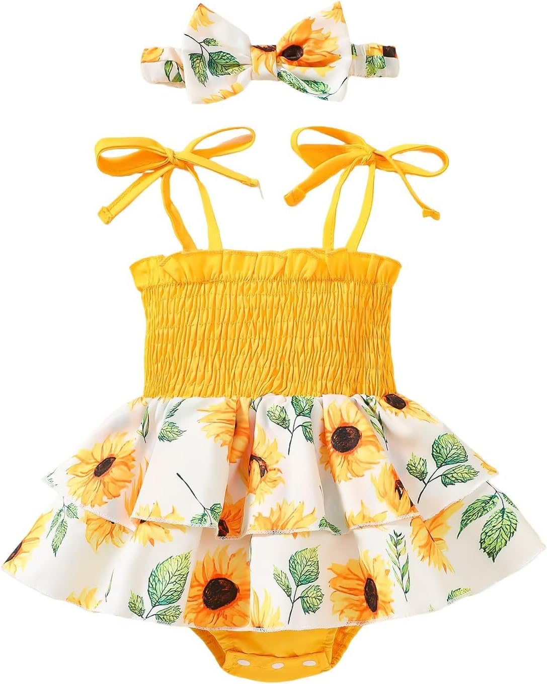 Baby Girl Summer Clothes Cute Sleeveless Halter Romper Dress One-piece Jumpsuit with Headband 0-18 Months