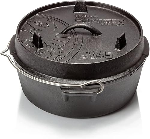 Petromax Horno holandés de hierro fundido para cocinar u hornear al aire libre sobre una fogata o en la cocina del hogar, los utensilios de cocina