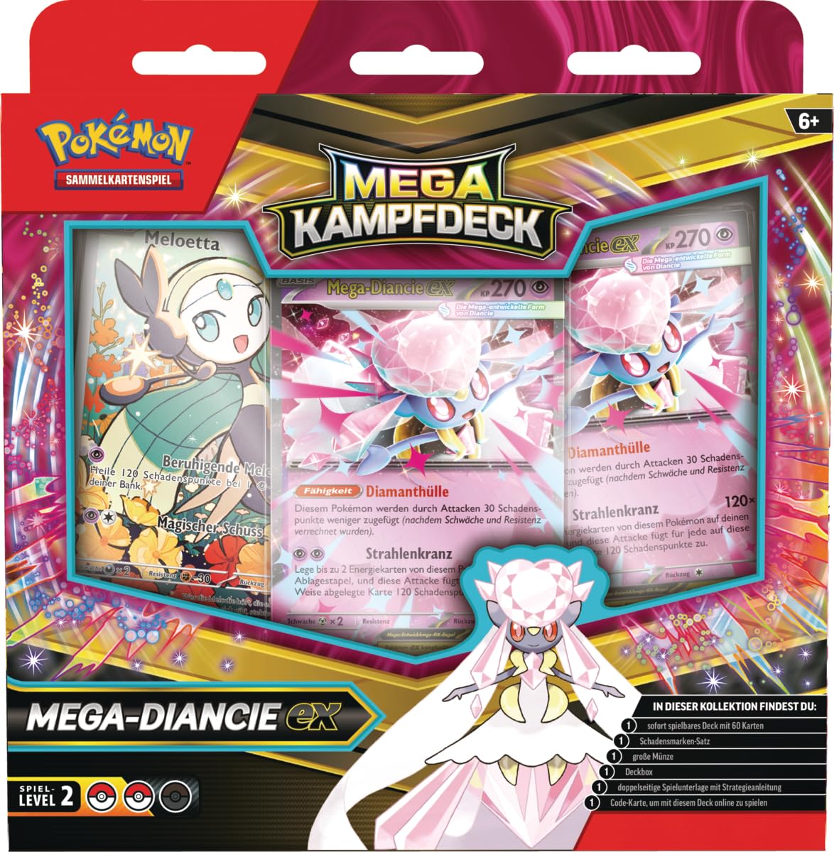Pokémon - JCC DE Cartes Méga Combat Mega-Diancie-ex (1 Deck de 60 Cartes à Jouer instantanément)