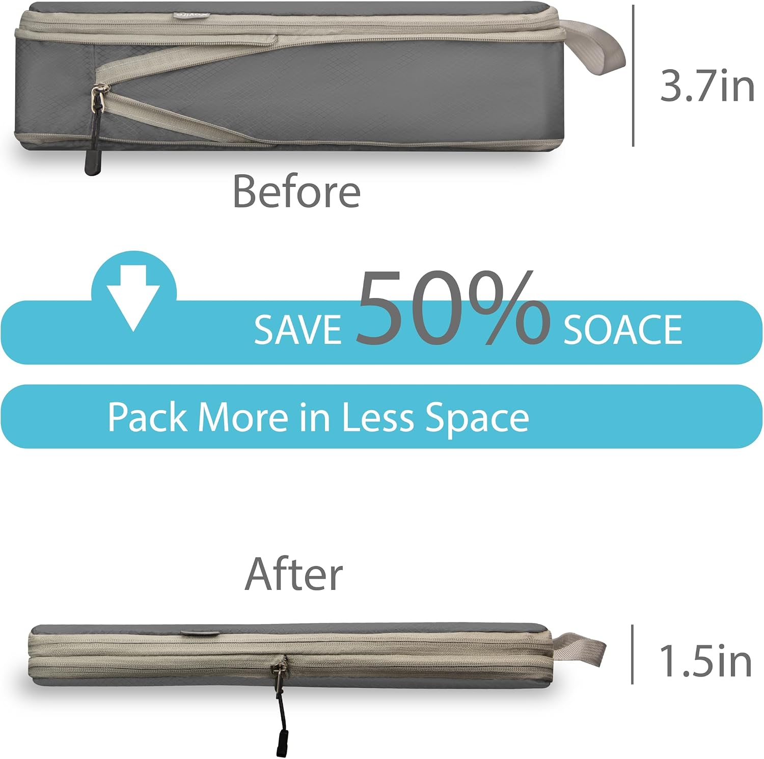 Compression Travel Packing Cubes with White Mesh, Grey, 6Pcs image 3